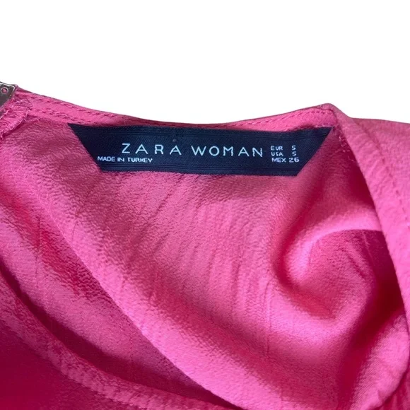 Zara Woman Pink Coral Sleeveless Ruffle Hem Blouse Top - Small - Picture 4 of 11
